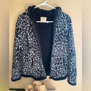 Faded Glory Animal Print Fleece Hooded Jacket size XS